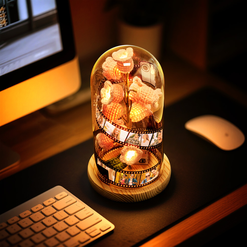 ニットフラワー入りカスタムフォトフィルムロール パーソナライズされた思い出の花束ギフト 恋人へのカスタムギフト - 