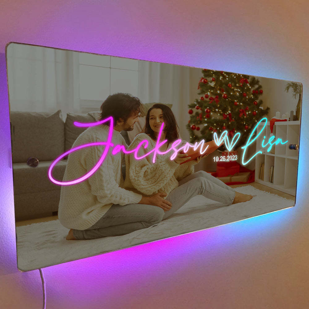 パーソナライズされたカップル名ミラーライトマーキークリスマスギフト -