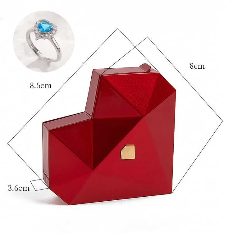 ハートリングボックス付きハートプロミスリングオープン調節可能なリングマルチカラーギフト恋人への彼女への - 