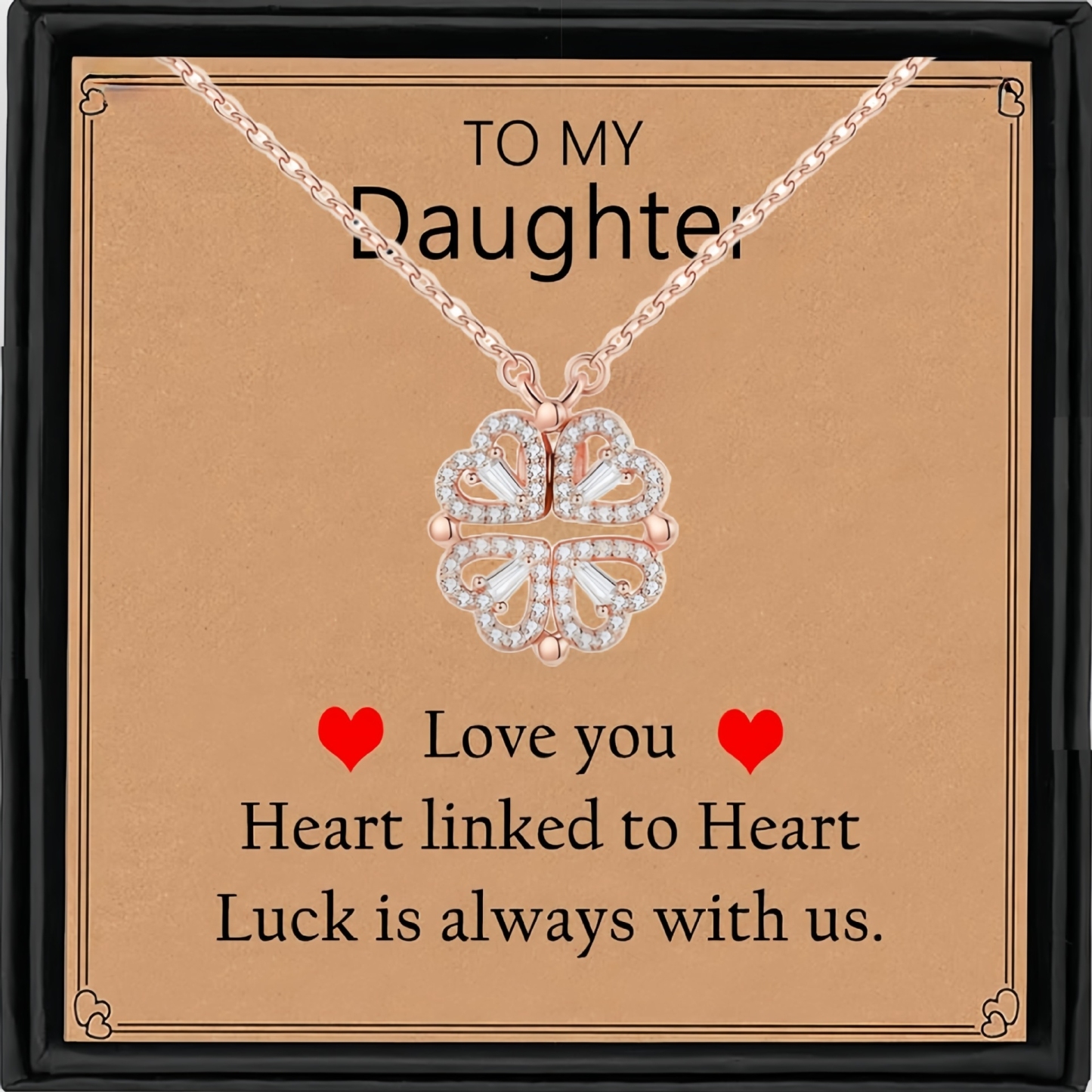 ダブルウェア ハートペンダントネックレス シックな四つ葉のクローバーデザイン スタイリッシュなギフト