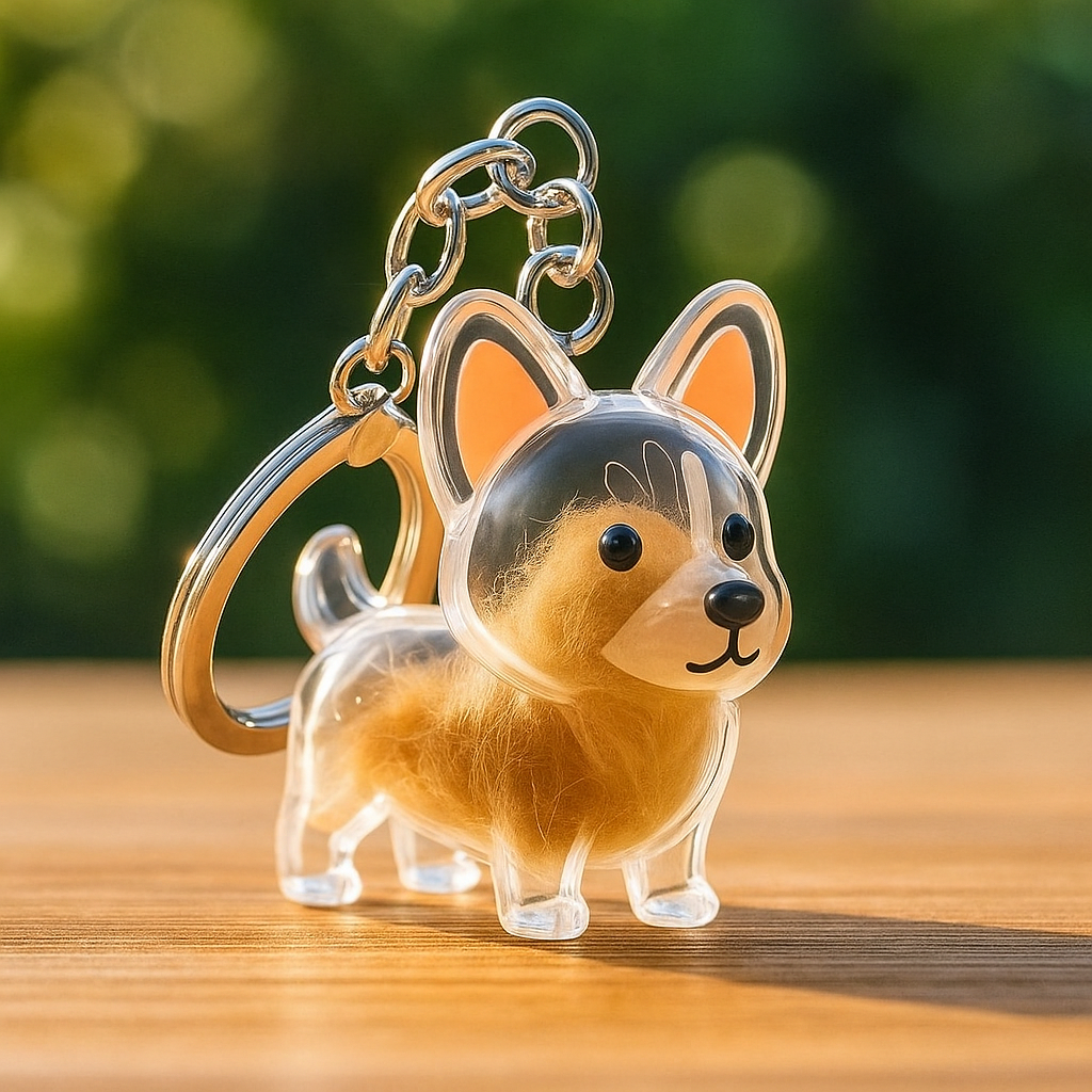 ペットの毛の記念品キーホルダー 透明犬毛メモリーカプセルチャーム ペット愛好家向け