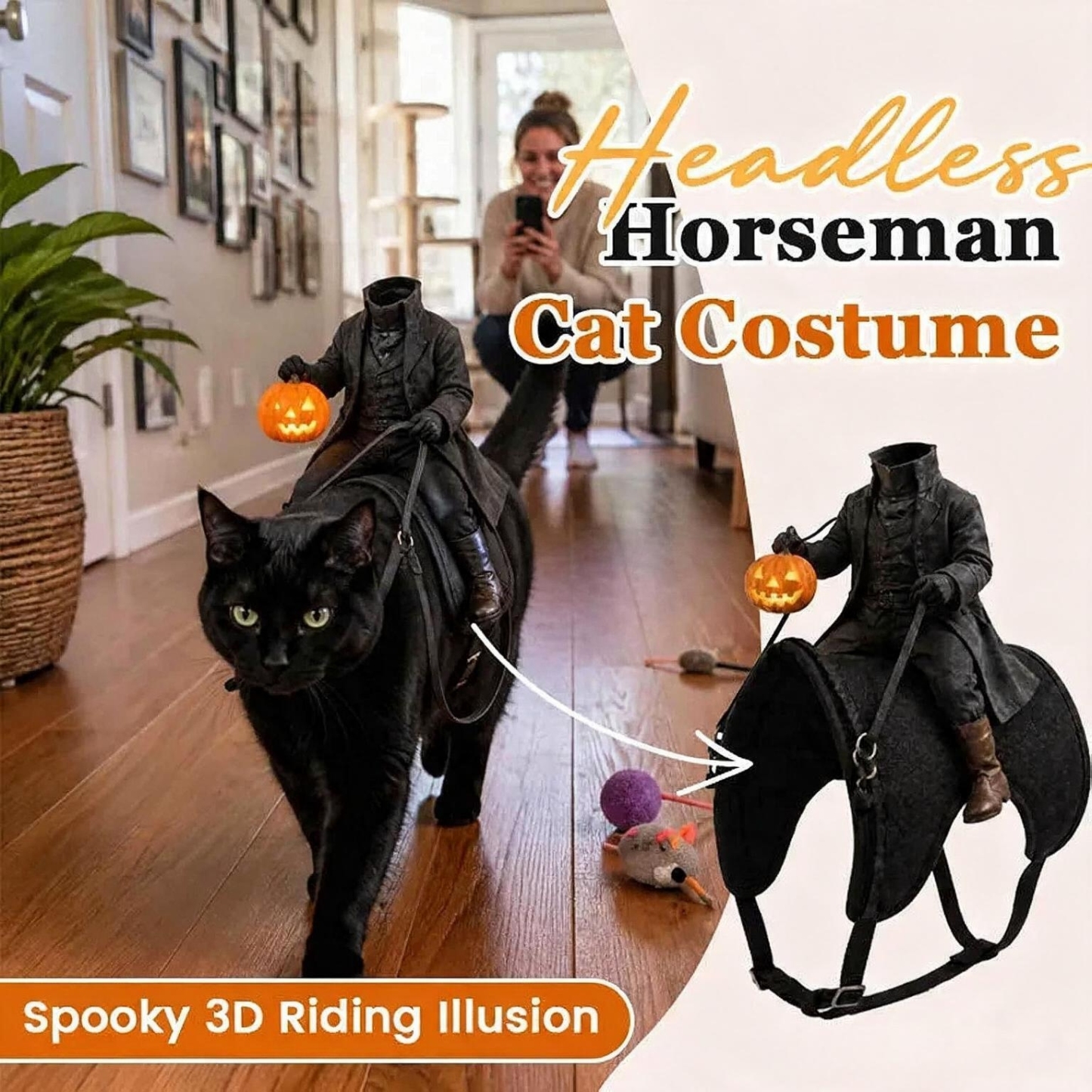 猫用ハロウィンコスチューム｜首なし騎士デザインの面白かわいい仮装衣装
