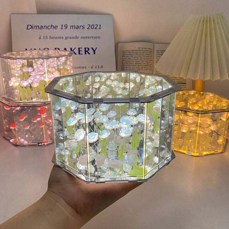 クリエイティブな手作りdiy八角形のバラの花の海のナイトライトロマンチックなギフト -