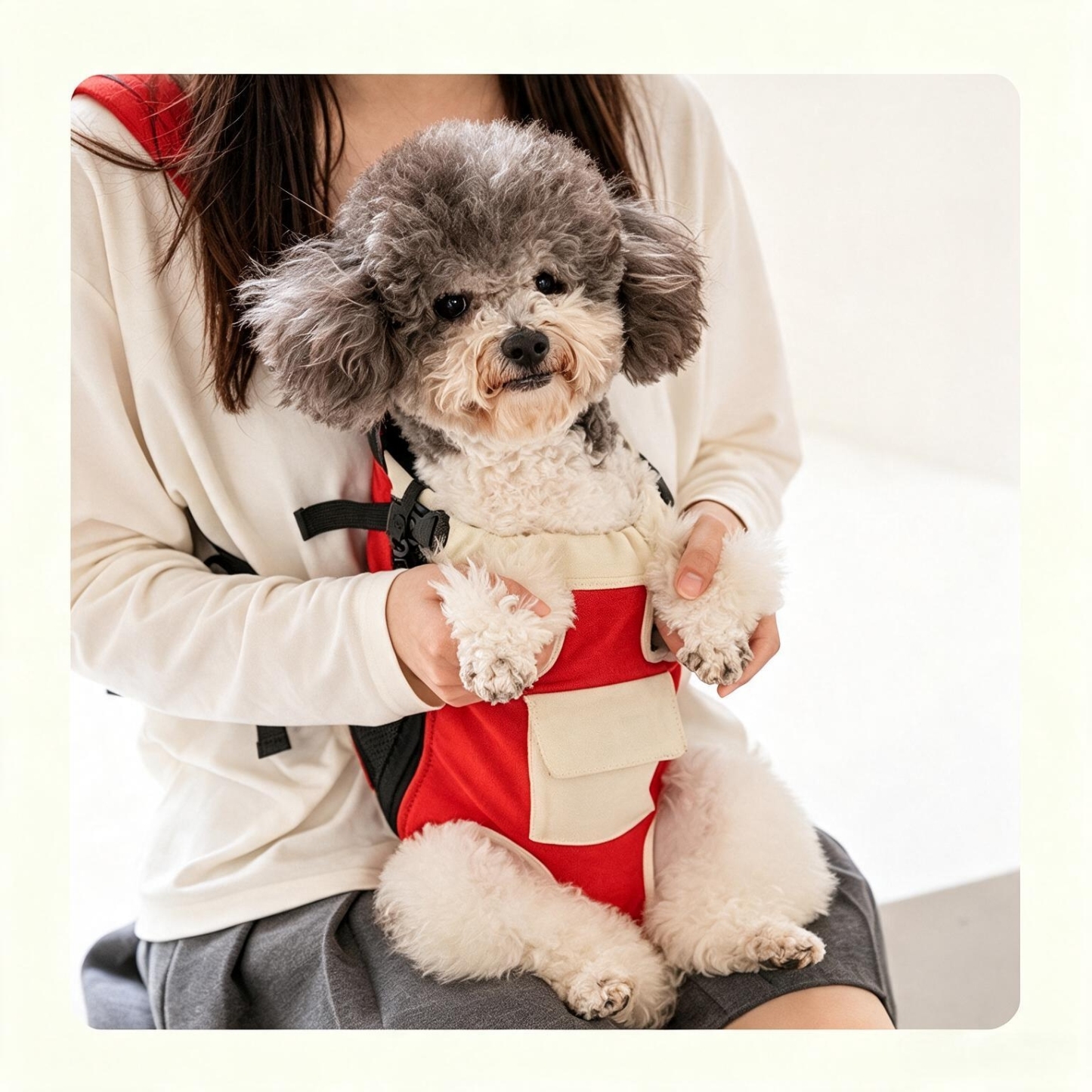 ペットキャリーバッグ 犬猫用 綿麻素材 小型犬・猫用 リュック型 4本足サポート ハンズフリー お出かけ・旅行用