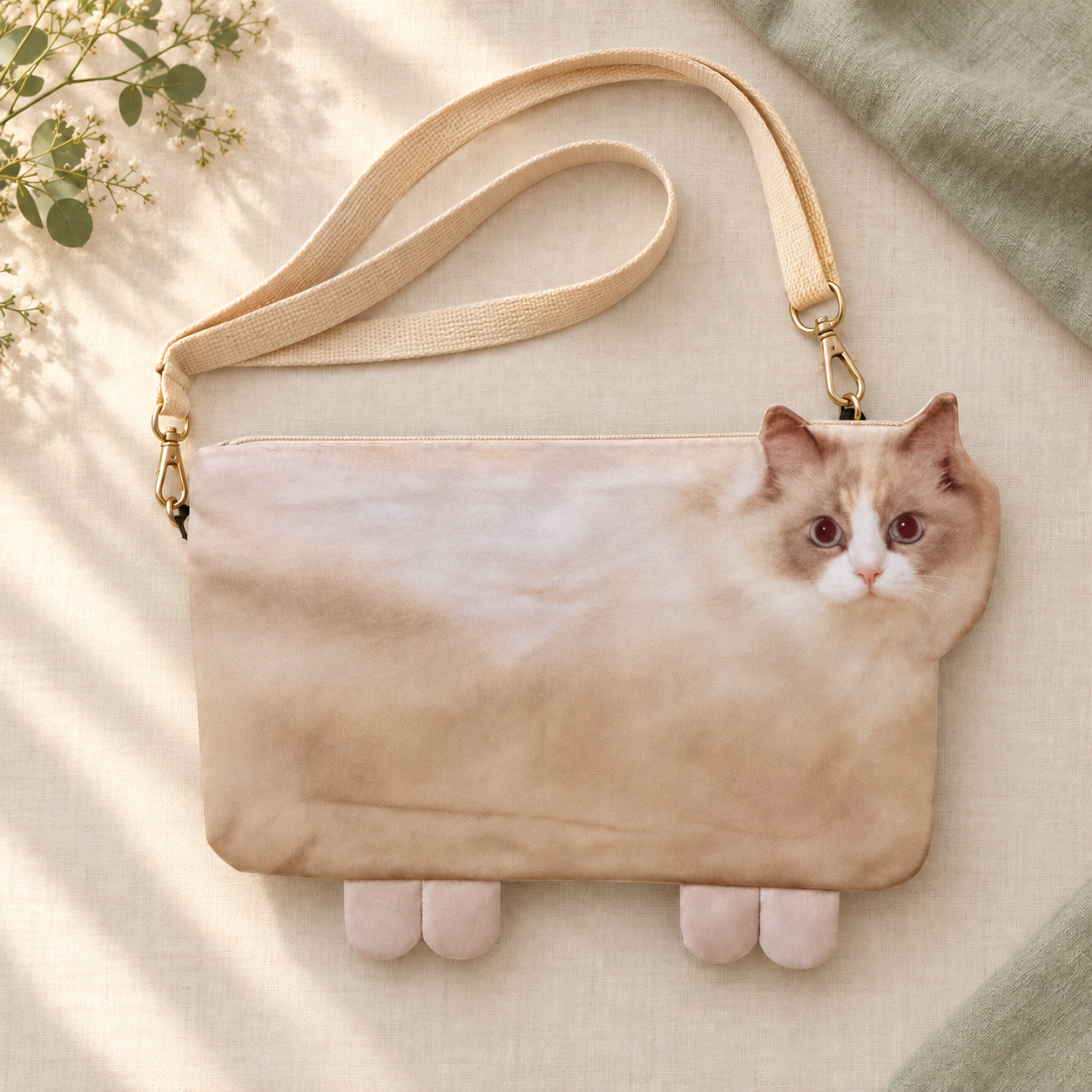 カスタムペットポートレートミニバッグ,かわいいしっぽのディテールが付いたパーソナライズされたプリントクロスボディポーチ,ペット飼育者への最高のギフト
