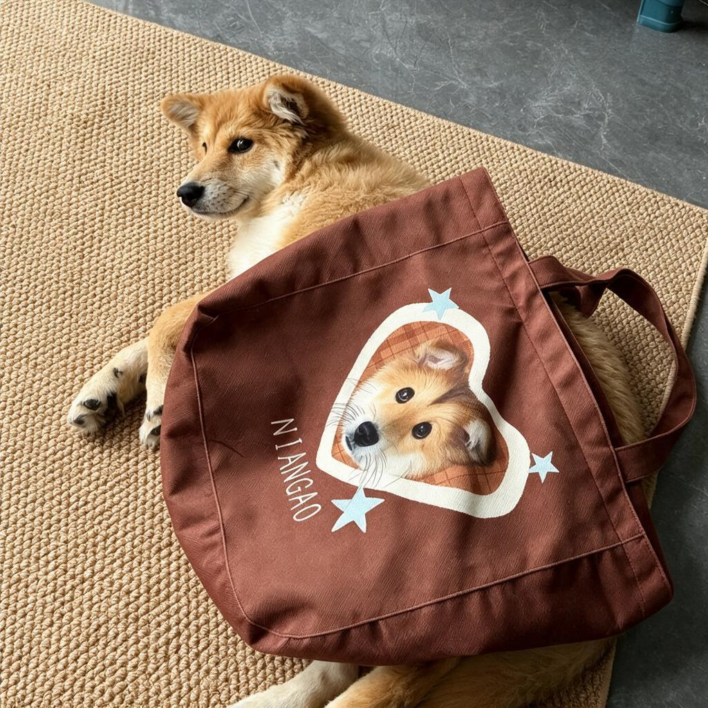 カスタム犬の写真キャンバストートバッグ – パーソナライズされたペットポートレートショッピングバッグ,犬愛好家への再利用可能なギフト - GetPhotoBanketJP