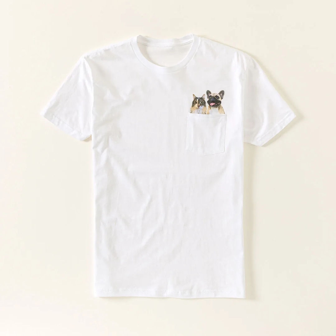 ペットの肖像画入りポケットTシャツ｜愛犬・愛猫の写真で作るカスタムTシャツ オリジナルペットプリント