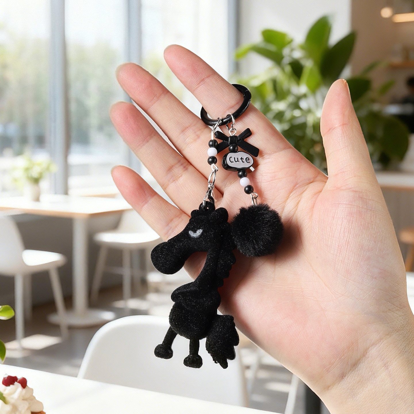2026年 ラッキーブラックホース ぬいぐるみキーチェーン マスコット フロック加工 馬人形 バッグペンダント 馬年チャーム