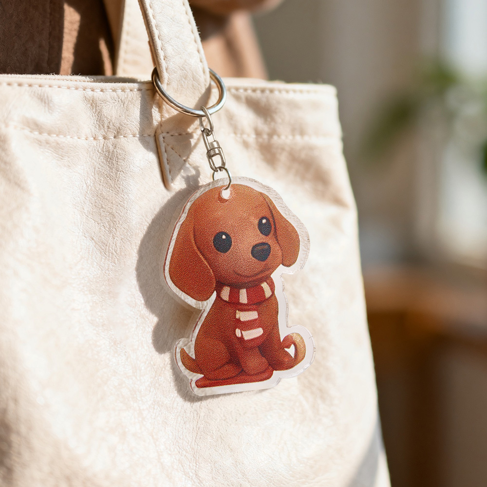 カスタムカップルキーホルダー パーソナライズされたアクリル漫画キーホルダー 写真バッグチャーム ユニークな記念品ギフト 恋人への記念日 誕生日 バレンタインデーギフト-1