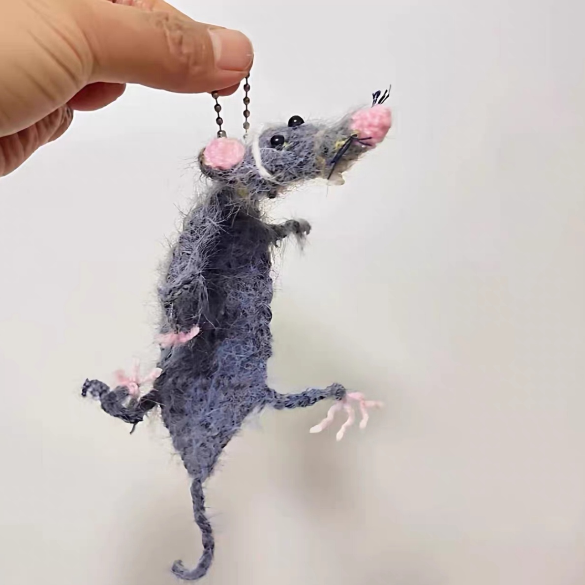 手編みのネズミのキーホルダー,かわいいあみぐるみのおもちゃ(バッグ用)