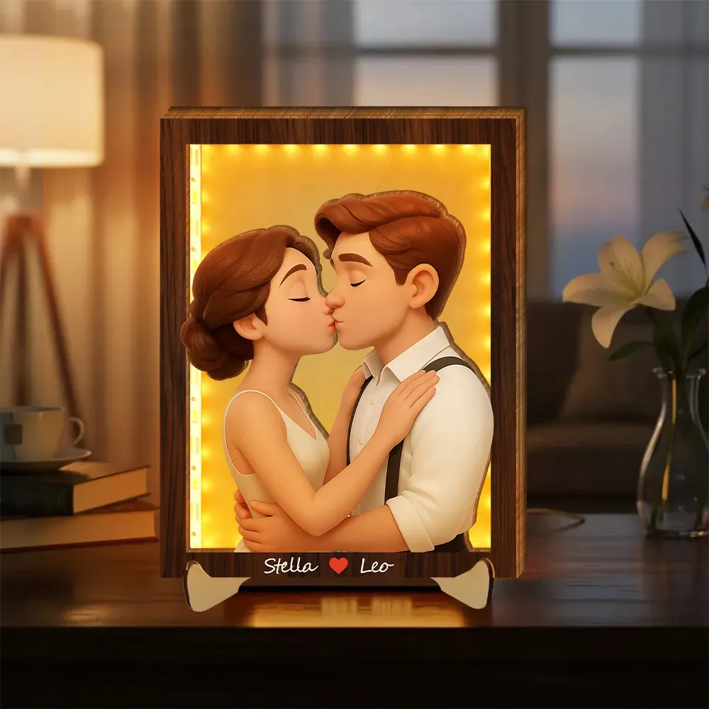 パーソナライズされた木製漫画ライトウォールアート,カスタム漫画ポートレート,木製ホームデコレーション,ナイトライトギフト,バレンタインデーギフト - 