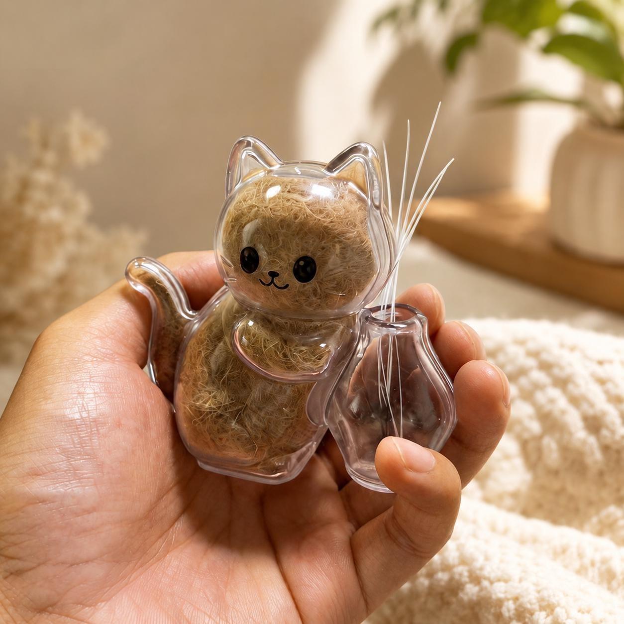 かわいい猫のひげホルダー冷蔵庫マグネット透明ペット毛皮記念品ボックス猫記念ヘア保管キティ型ギフト猫愛好家のため