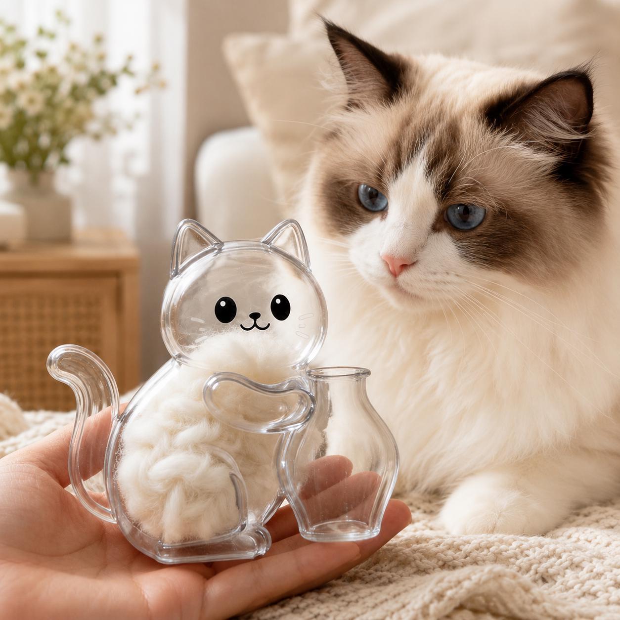 かわいい猫のひげホルダー冷蔵庫マグネット透明ペット毛皮記念品ボックス猫記念ヘア保管キティ型ギフト猫愛好家のため
