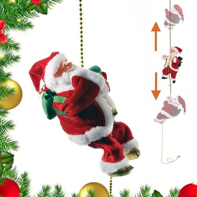サンタクロース ミュージカルクライミングロープ クリスマスギフト 子供用 電動登り降り クリスマスおもちゃ クリスマスツリーオーナメント - 