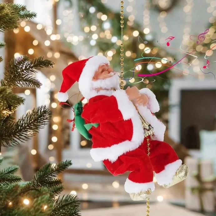サンタクロース ミュージカルクライミングロープ クリスマスギフト 子供用 電動登り降り クリスマスおもちゃ クリスマスツリーオーナメント - 