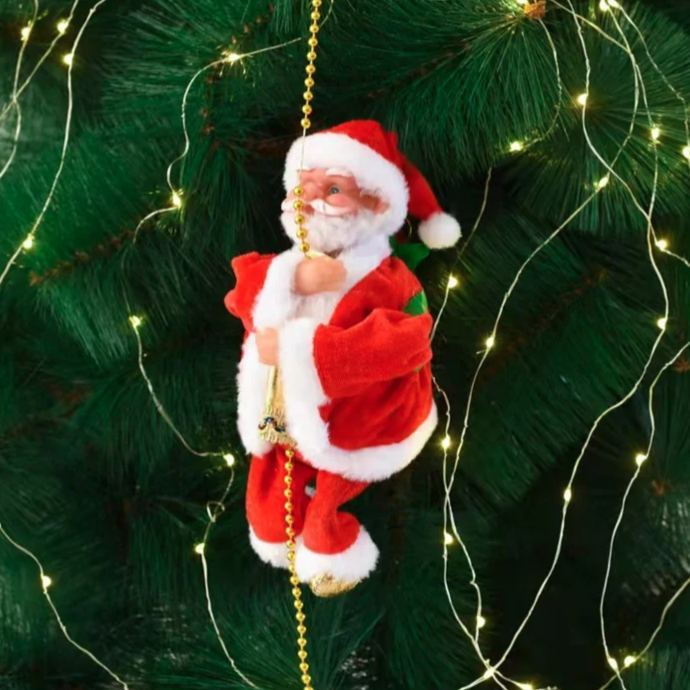 サンタクロース ミュージカルクライミングロープ クリスマスギフト 子供用 電動登り降り クリスマスおもちゃ クリスマスツリーオーナメント - 