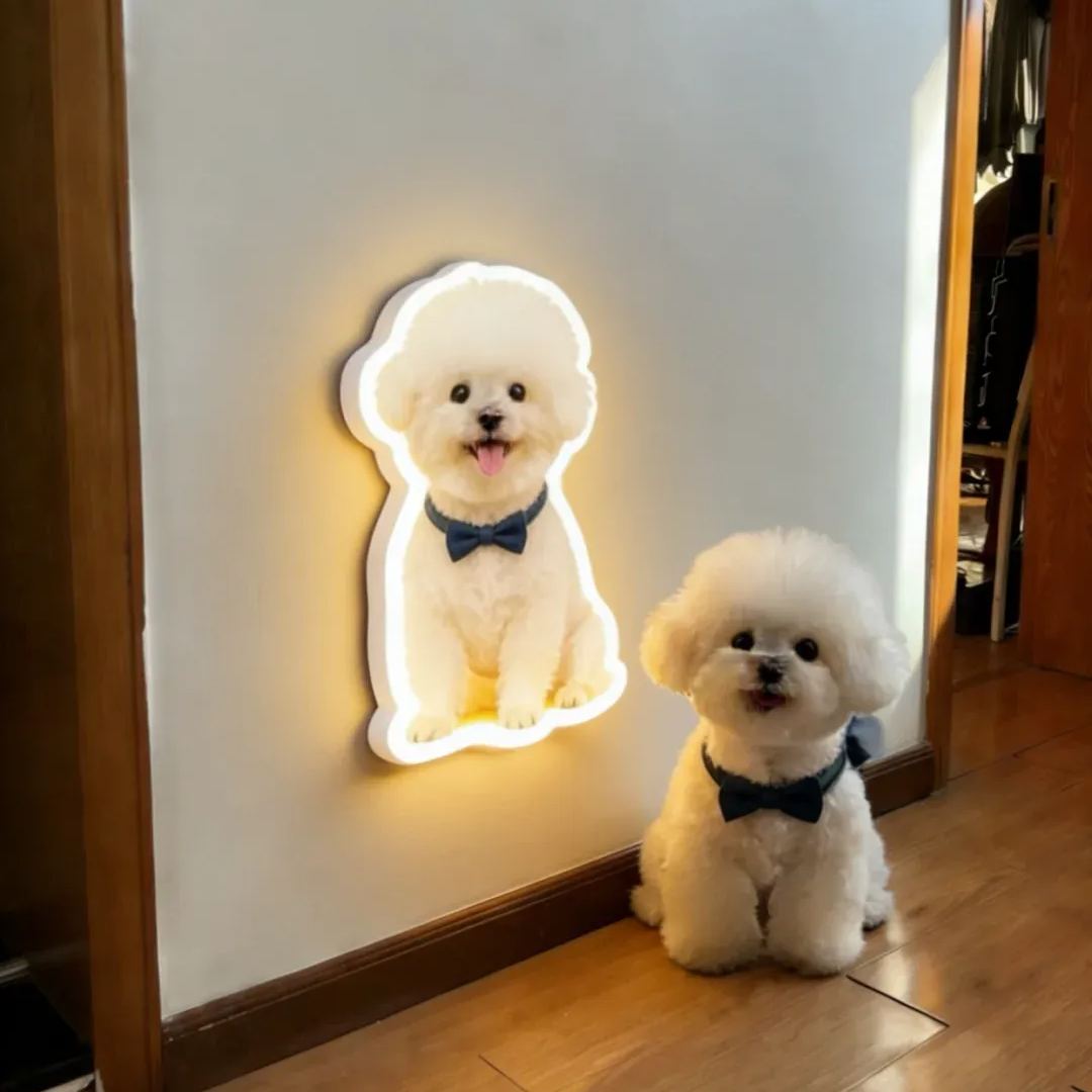 ペット愛好家のための,猫と犬のモーションセンサー付きパーソナライズウォールランプ,カスタムペット写真ナイトライト - 
