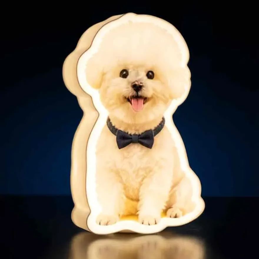 ペット愛好家のための,猫と犬のモーションセンサー付きパーソナライズウォールランプ,カスタムペット写真ナイトライト - 