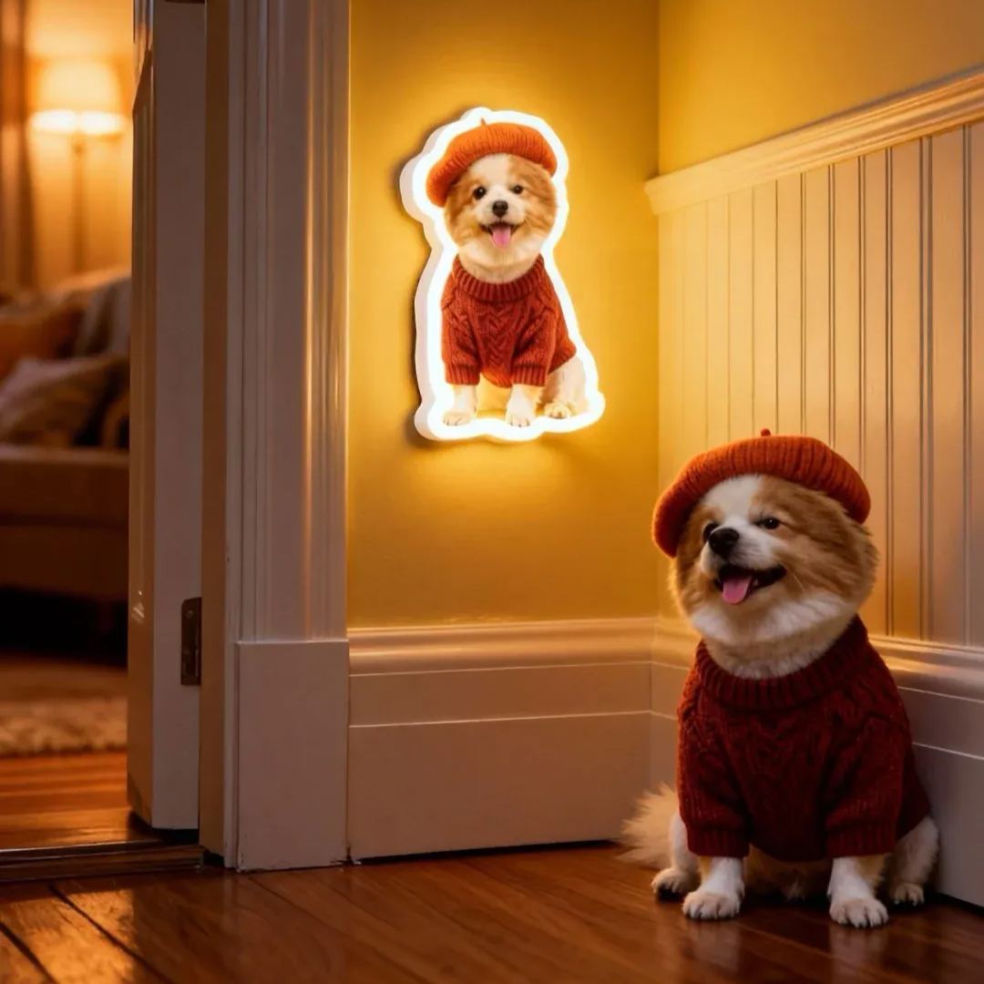 ペット愛好家のための,猫と犬のモーションセンサー付きパーソナライズウォールランプ,カスタムペット写真ナイトライト - 