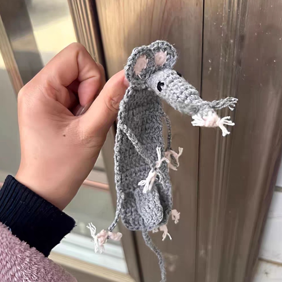 手編みのネズミのキーホルダー,かわいいあみぐるみのおもちゃ(バッグ用)