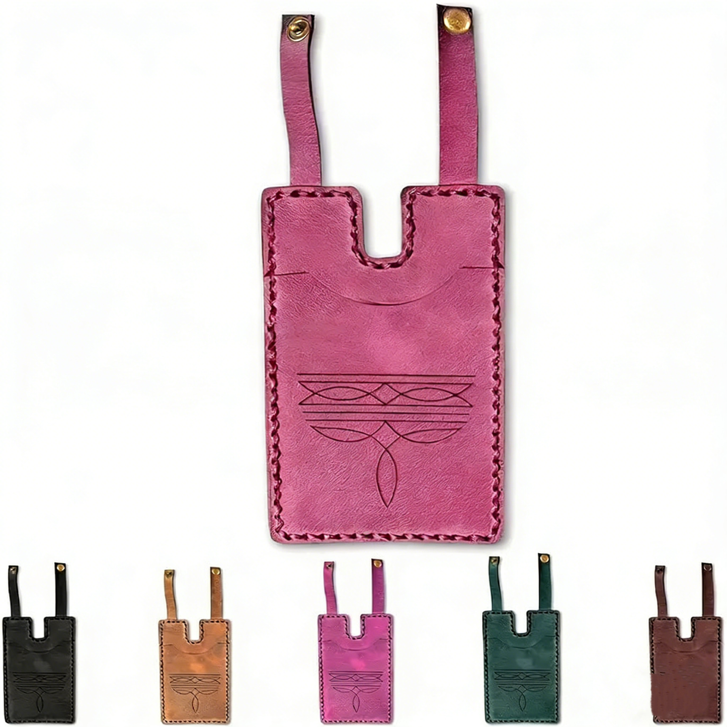 カスタム刻印入りレザーブーツウォレット – スナップストラップ付きウエスタンブーツウォレット、ハンズフリーのロデオ＆コンサート用ブーツストラップウォレット