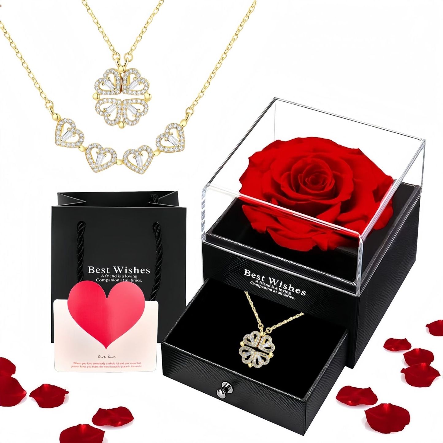 ダブルウェア ハートペンダントネックレス シックな四つ葉のクローバーデザイン スタイリッシュなギフト