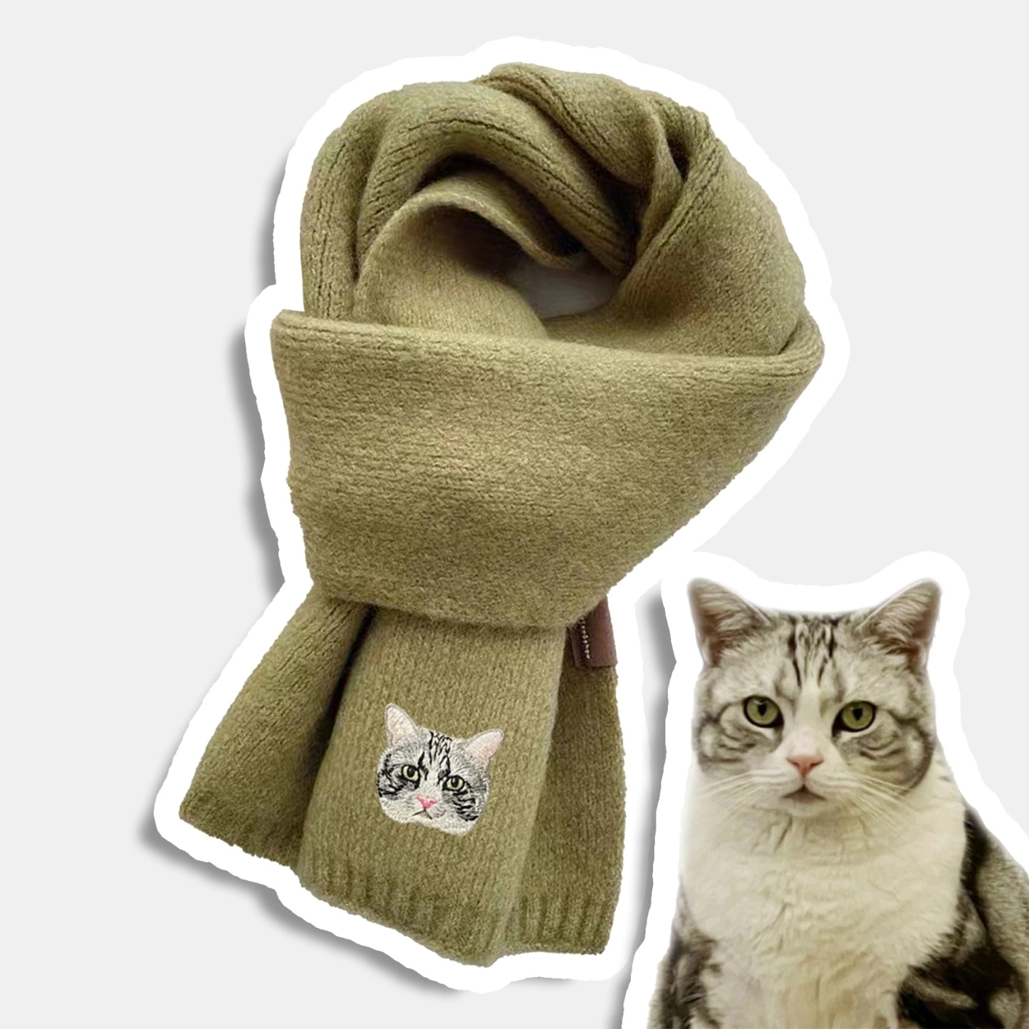 カスタム刺繍ペットの肖像画織スカーフ