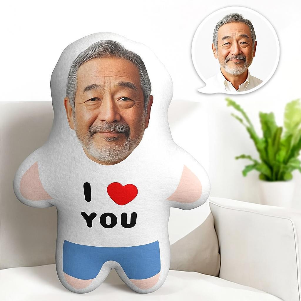 敬老の日の贈り物 I LOVE YOU ミニム枕カスタムフェイスクッション写真入れ可能なミニム抱き枕