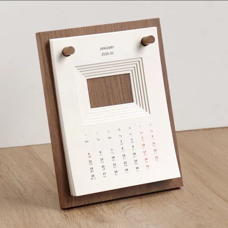 2026年 木製デスクカレンダー 新年ギフト 2026年 デスクトップオーナメント