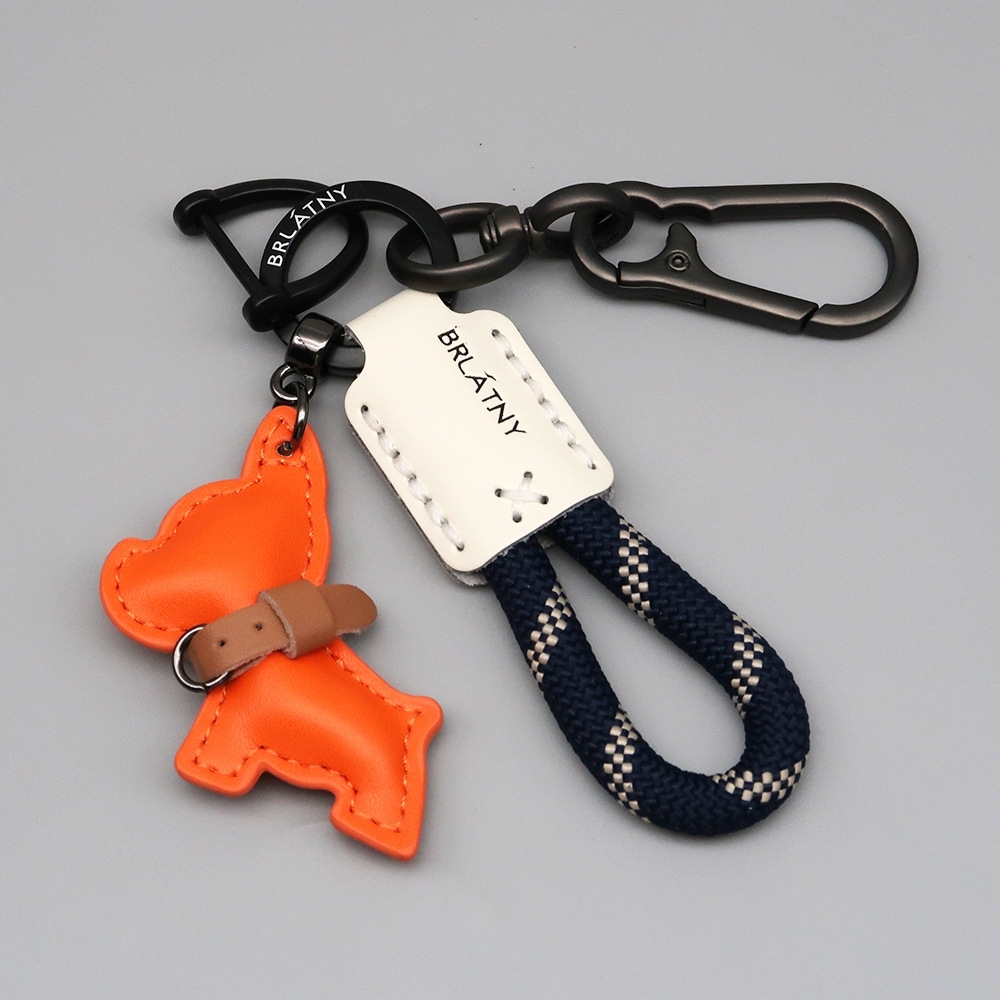 ハンドメイドレザーフレンチブルドッグキーホルダーかわいい漫画犬バッグチャームキーホルダー