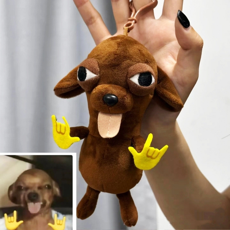 面白い抽象的なチワワのキーホルダー,おどけたミーム犬のぬいぐるみ,かわいいギフト用