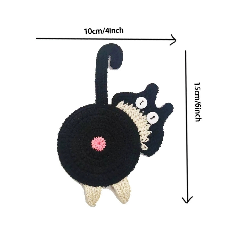 おもしろい猫のお尻コースター 手作りニットドリンクコースター 家庭用テーブル装飾用 かわいいかぎ針編み猫のお尻マット