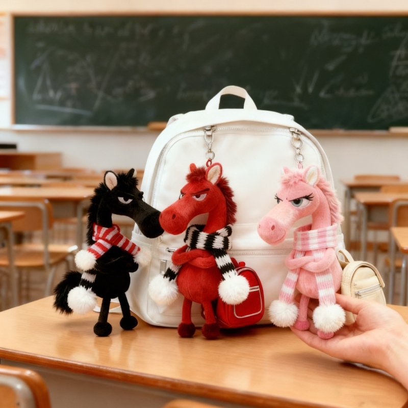 2026年 幸運の馬年 マスコット クールな黒馬のぬいぐるみチャーム