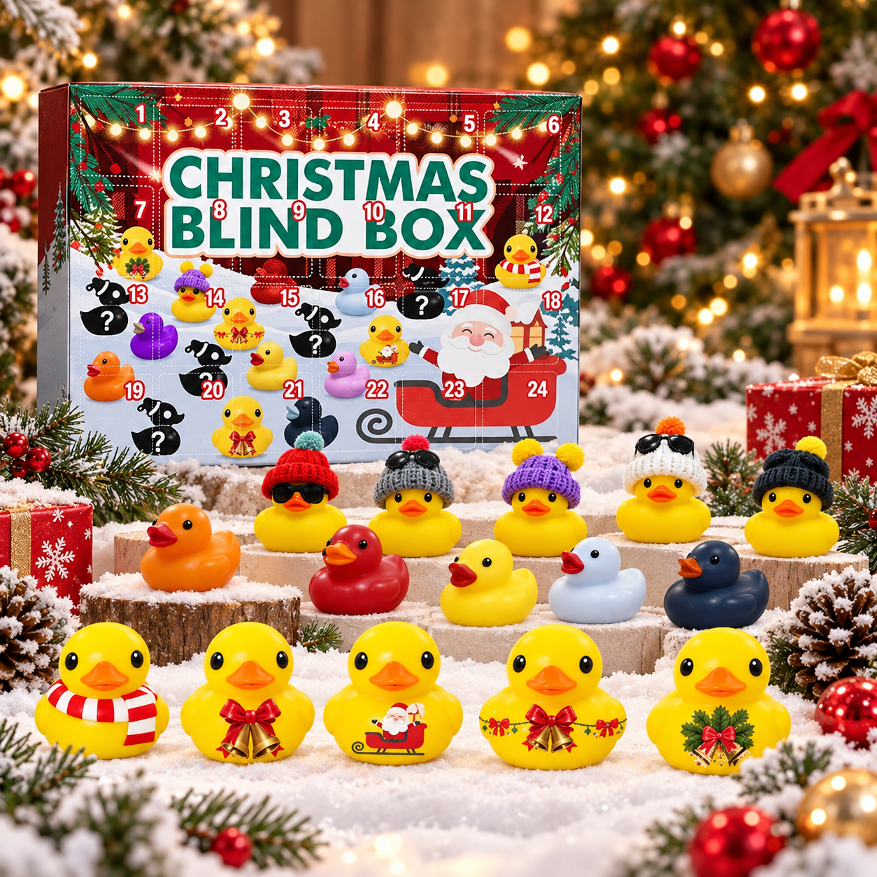 クリスマス ゴム製アヒル アドベント カレンダー 24 日カウントダウン サプライズ ボックス アヒル愛好家へのホリデー ギフト