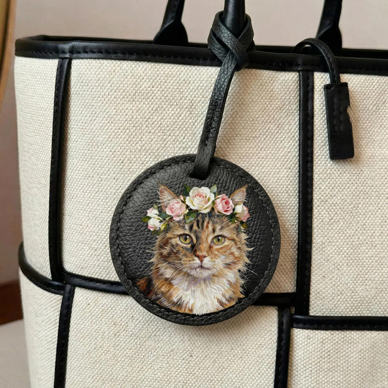 ペット写真入りレザーバッグチャーム｜愛犬・愛猫の写真と名前を刻印できるオリジナルバッグアクセサリー