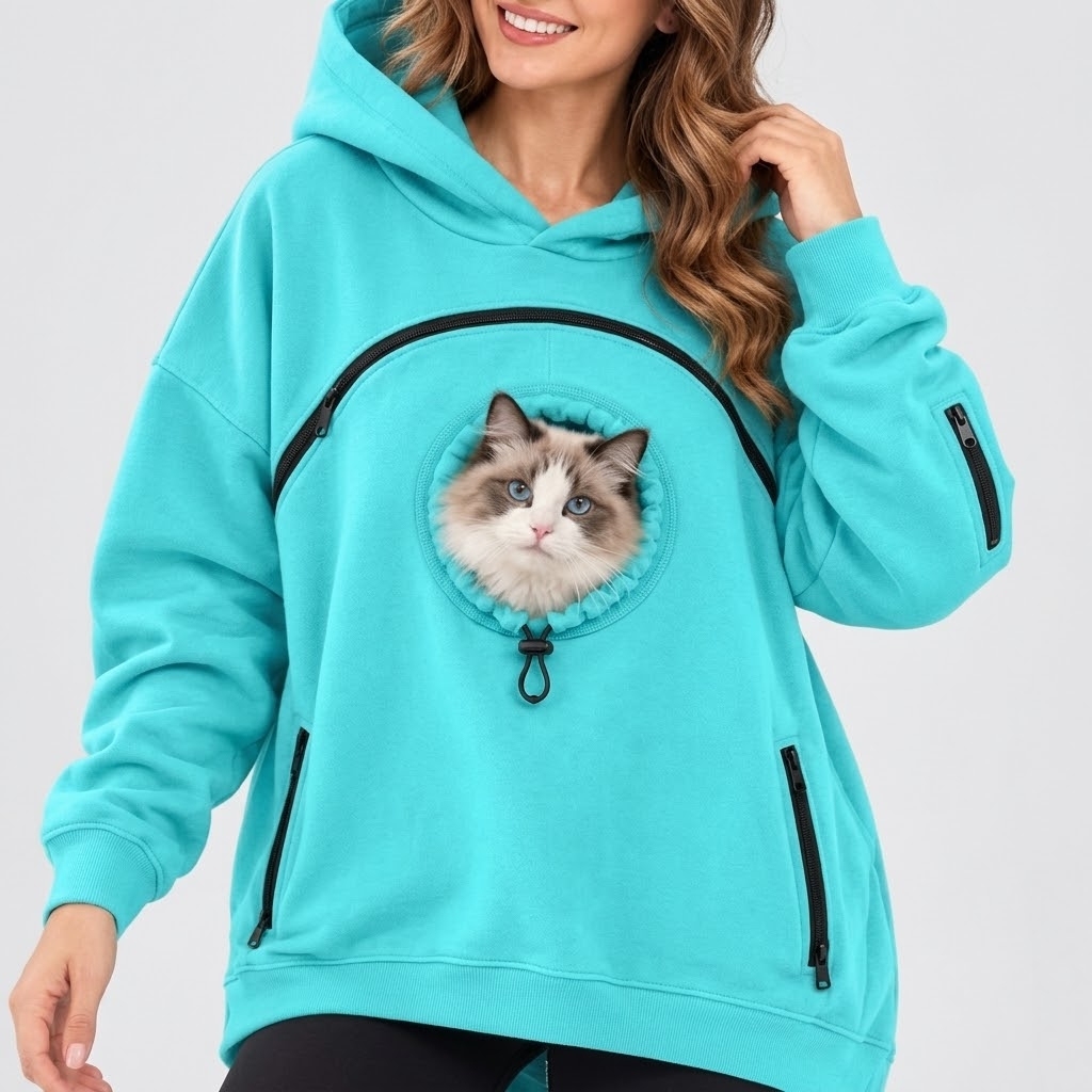 【予約販売商品】ペットキャリーパーカー｜小型犬・猫と一緒にお出かけできるフロントポケット付き裏起毛ジップパーカー