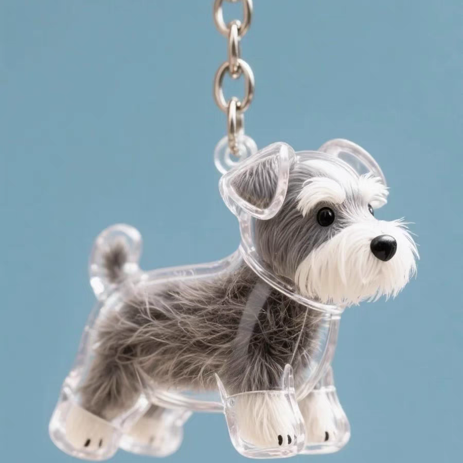 ペットの毛の記念品キーホルダー 透明犬毛メモリーカプセルチャーム ペット愛好家向け