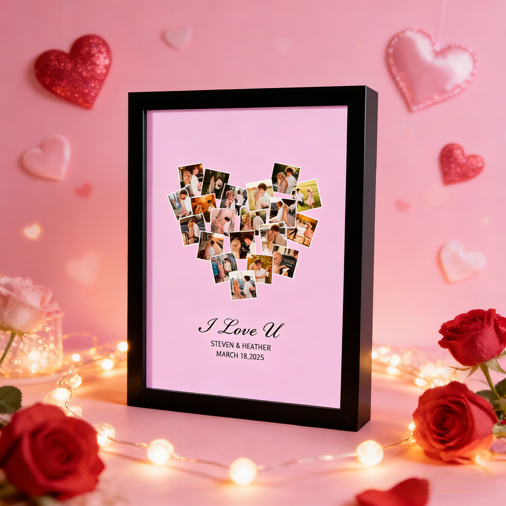 Valentine's Day Gift Custom Photo Frame Personalized 20 Photos and Names Frame Anniversary Gift