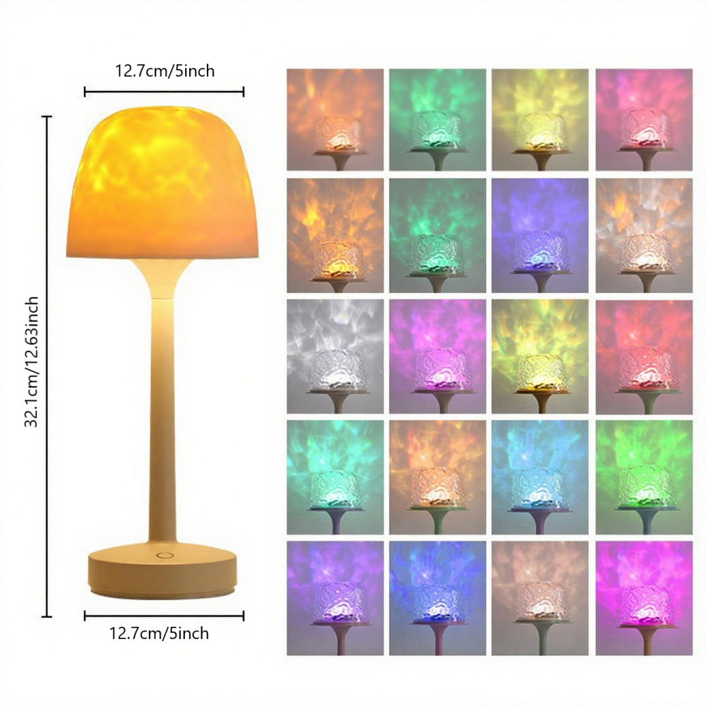 Ocean Wave Cordless Projector Light, RGB Color Changing Table Lamp, Portable Battery Night Light LED Aurora Projector with Remote Control for Bedroom Living Room Game Party Atmosphere Lights - MyMoonLampAu