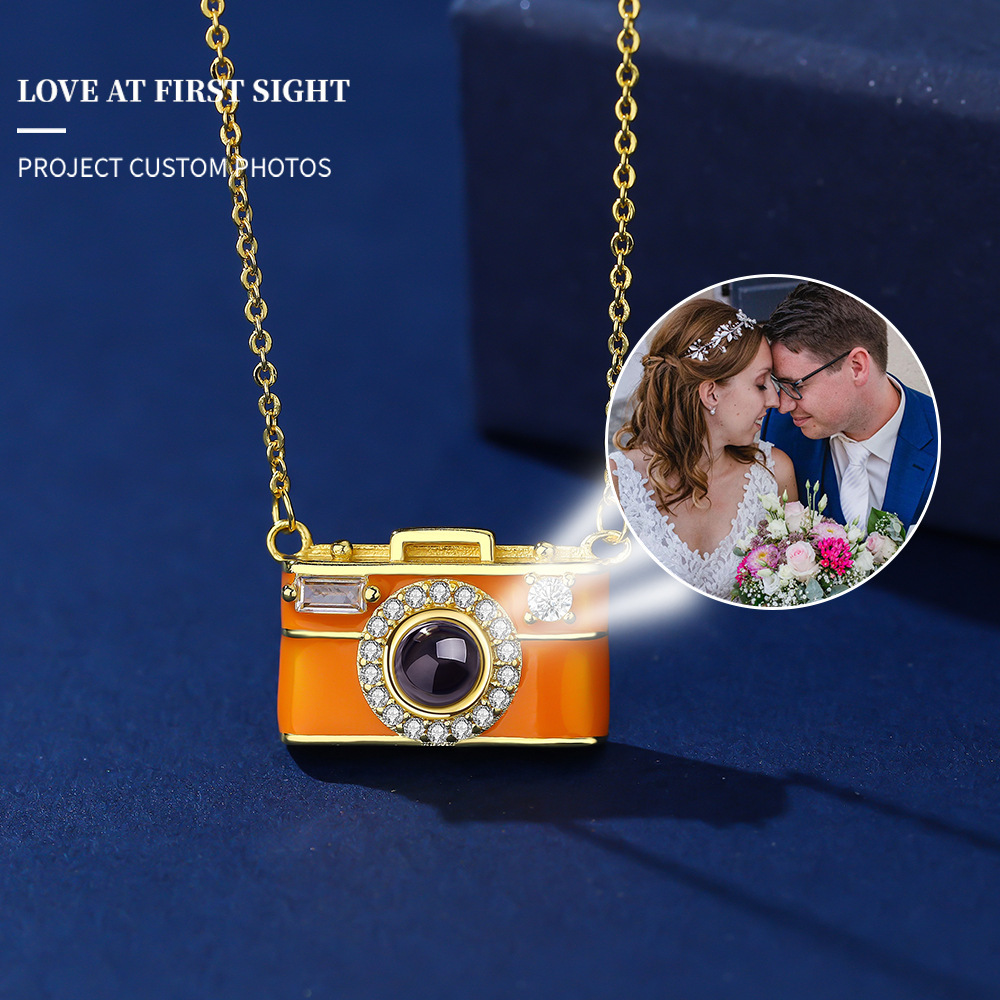 Personalized Photo Necklace Projection Gem Camera Necklace Anniversary Gifts for Her - MyMoonLampAu