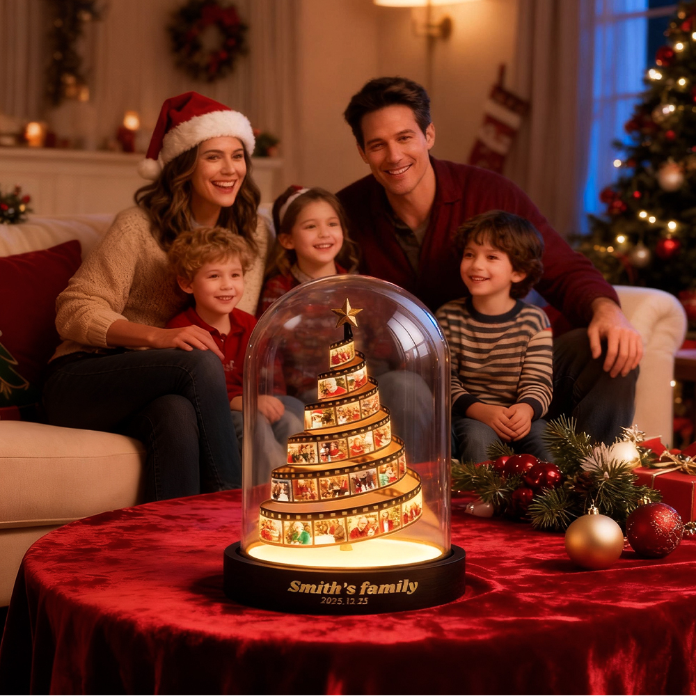 Custom Photo Film Christmas Tree Night Light Personalized Family Keepsake with Engraved Base Christmas Gift - MyMoonLampAu