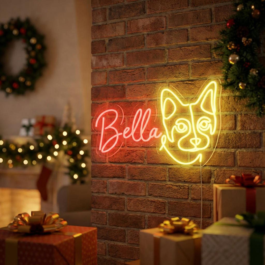 Custom LED Neon Sign Pet Photo Name Gift for Bedroom Pet Lover - MyMoonLampAu