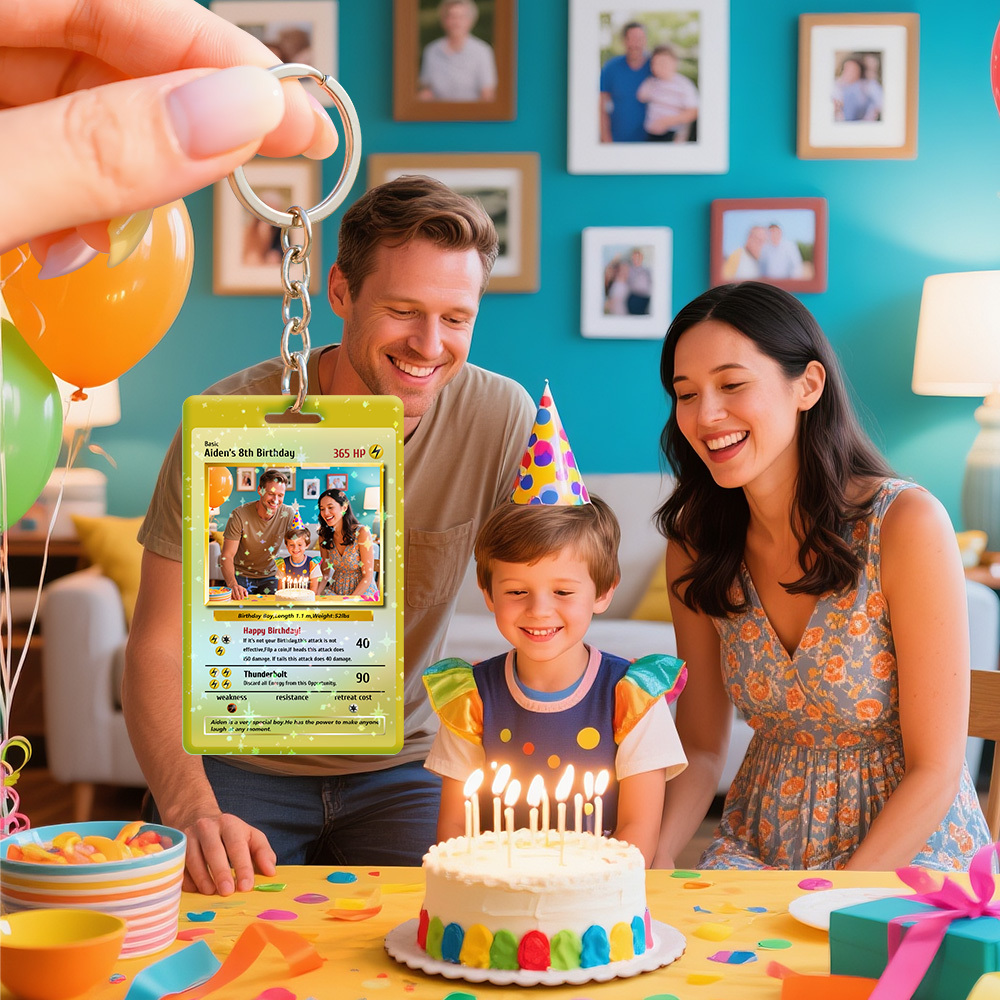 Custom Cartoon Photo Family Keychain Perfect Gift Personalized Gift with Photo & Text Acrylic Keychain Gift - MyMoonLampAu