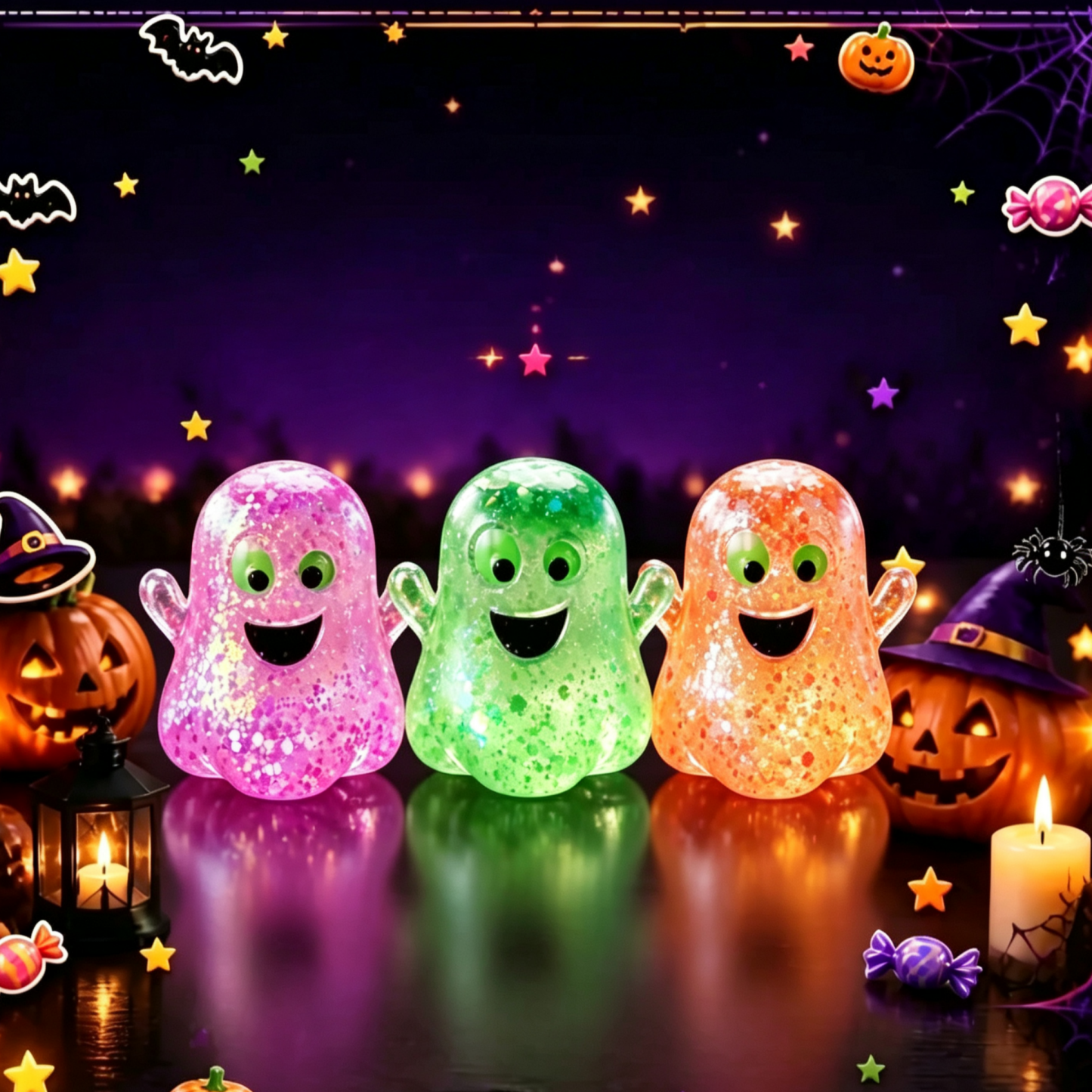 Halloween Squishy Pumpkin Head Toy Pumpkin Ghost TPR Stress Relief Squeeze Toy for Kids & Adults - MyMoonLampAu