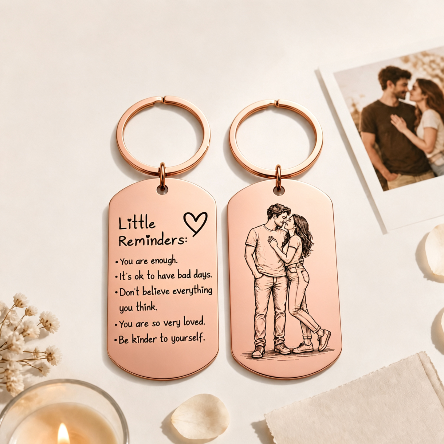 Inspirational Little Reminders Keychain Standard Inspirational Little Reminders Keychain Stainless Steel Dog Tag Gifts for Friends Christmas Gift - MyMoonLampAu