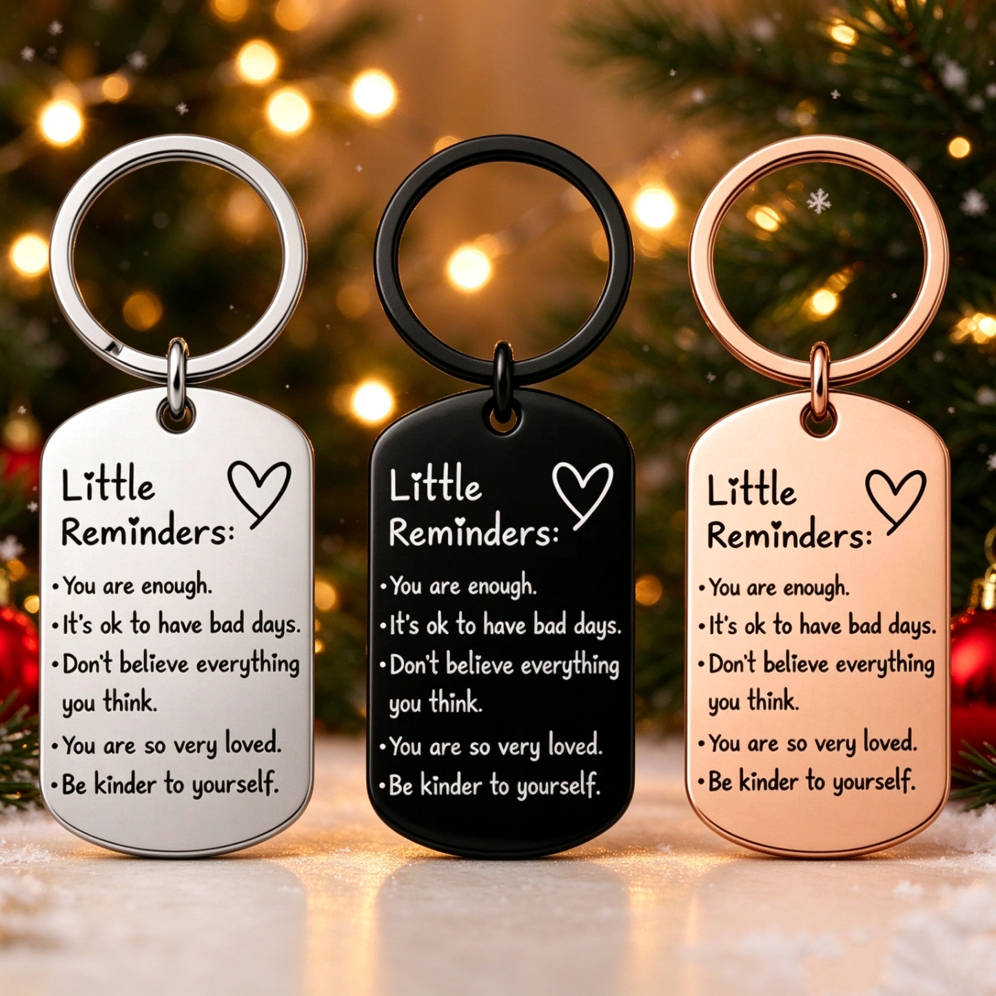 Inspirational Little Reminders Keychain Standard Inspirational Little Reminders Keychain Stainless Steel Dog Tag Gifts for Friends Christmas Gift - MyMoonLampAu