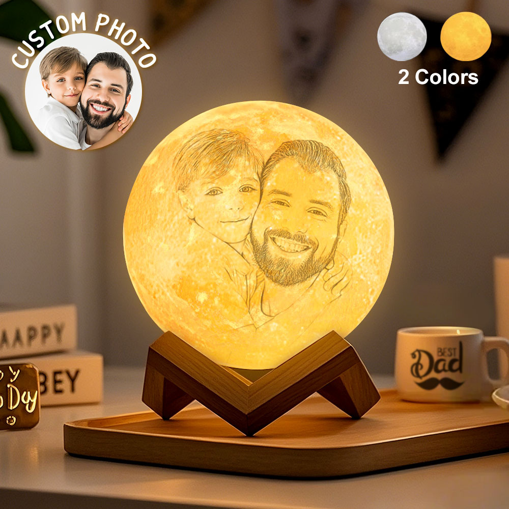 Father's Day Gift Custom Creative 3D Print and Engraved Personalized Photo Moon Lamp Gift for Dad - MyMoonLampAu