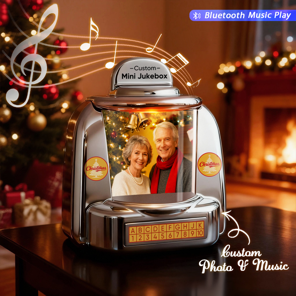Custom Mini Jukebox Retro Speaker – Personalized Photo,Names & Date Music Mini Player with Bluetooth Music Radio | Vintage Tabletop Home Decor Nostalgic Gift - MyMoonLampAu