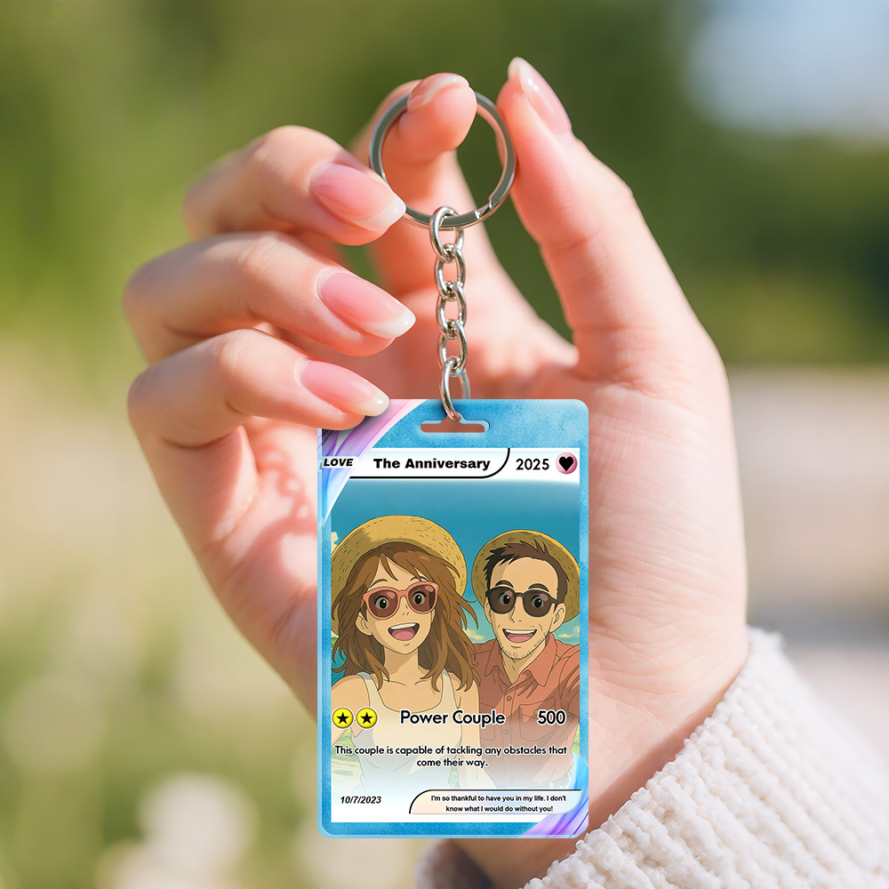 Custom Cartoon Style Keychain Perfect Gift Personalized Cartoon Gift with Photo & Text Acrylic Keychain Gift - MyMoonLampAu