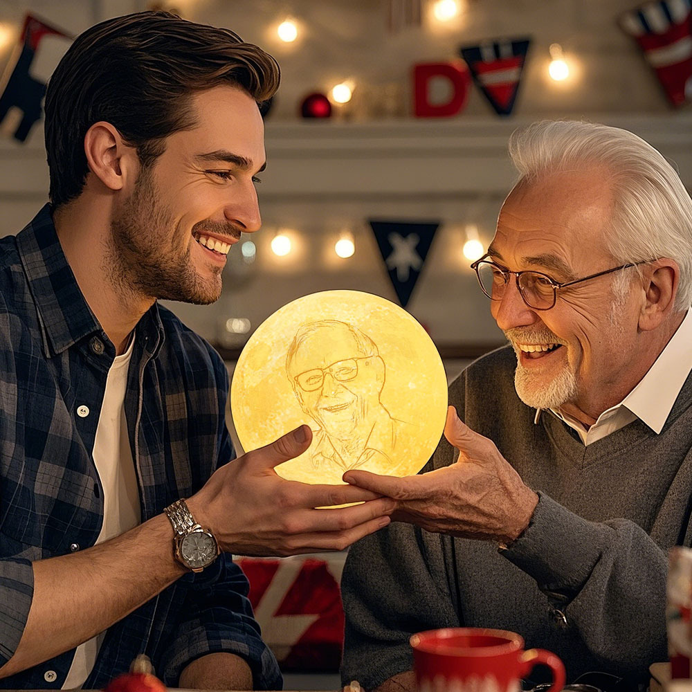 Father's Day Gift Custom Creative 3D Print and Engraved Personalized Photo Moon Lamp Gift for Dad - MyMoonLampAu